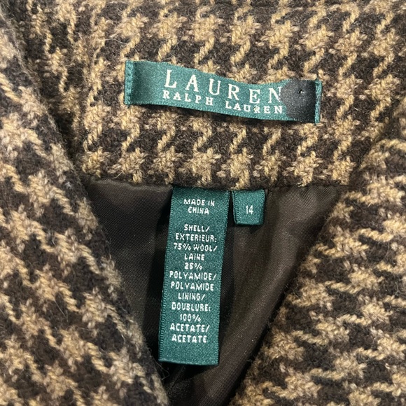 GUC Lauren Ralph Lauren Wool Crop Houndstooth Blazer Size 14 - Picture 6 of 7